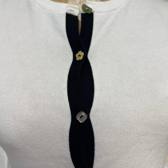 NWT Deadstock 2000s Coquette Color Blocked Elbow Patch Cardigan Sweater XLarge - Picture 2 of 4